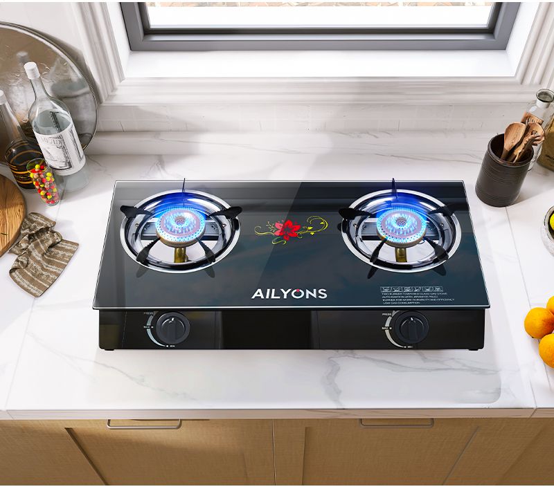 Glass Table Top Cooker Double Burner Gas Stove + Free 13KG Regulator and gas Pipe