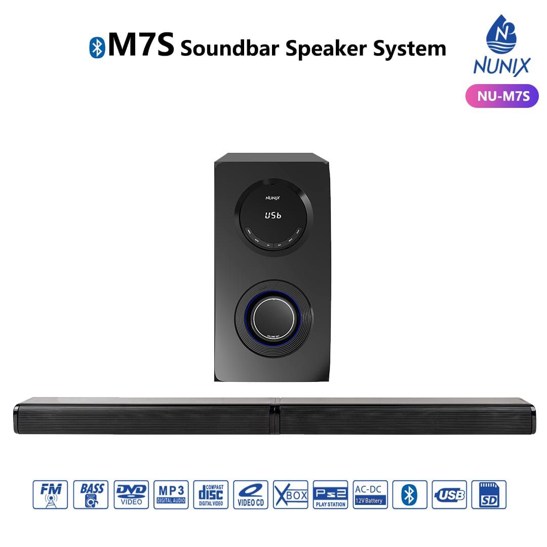 Nunix Sound Bar Bluetooth Home Theater Speaker with Deep Bass & Multiple Connectivity