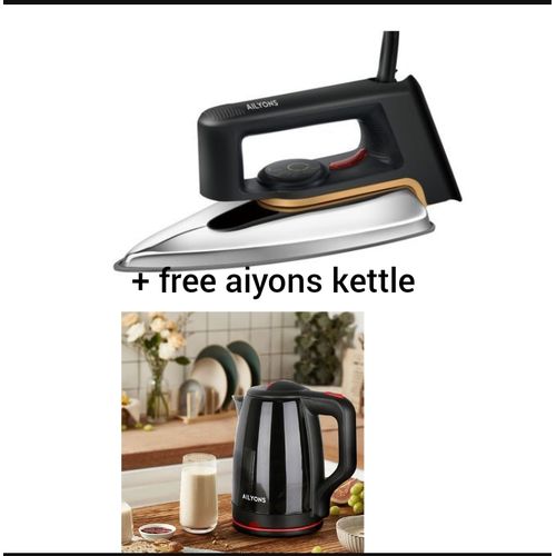 AILYONS AiyonsTitanium Teflon Nonstick Soleplate Iron Box + Free Aiyons Kettle