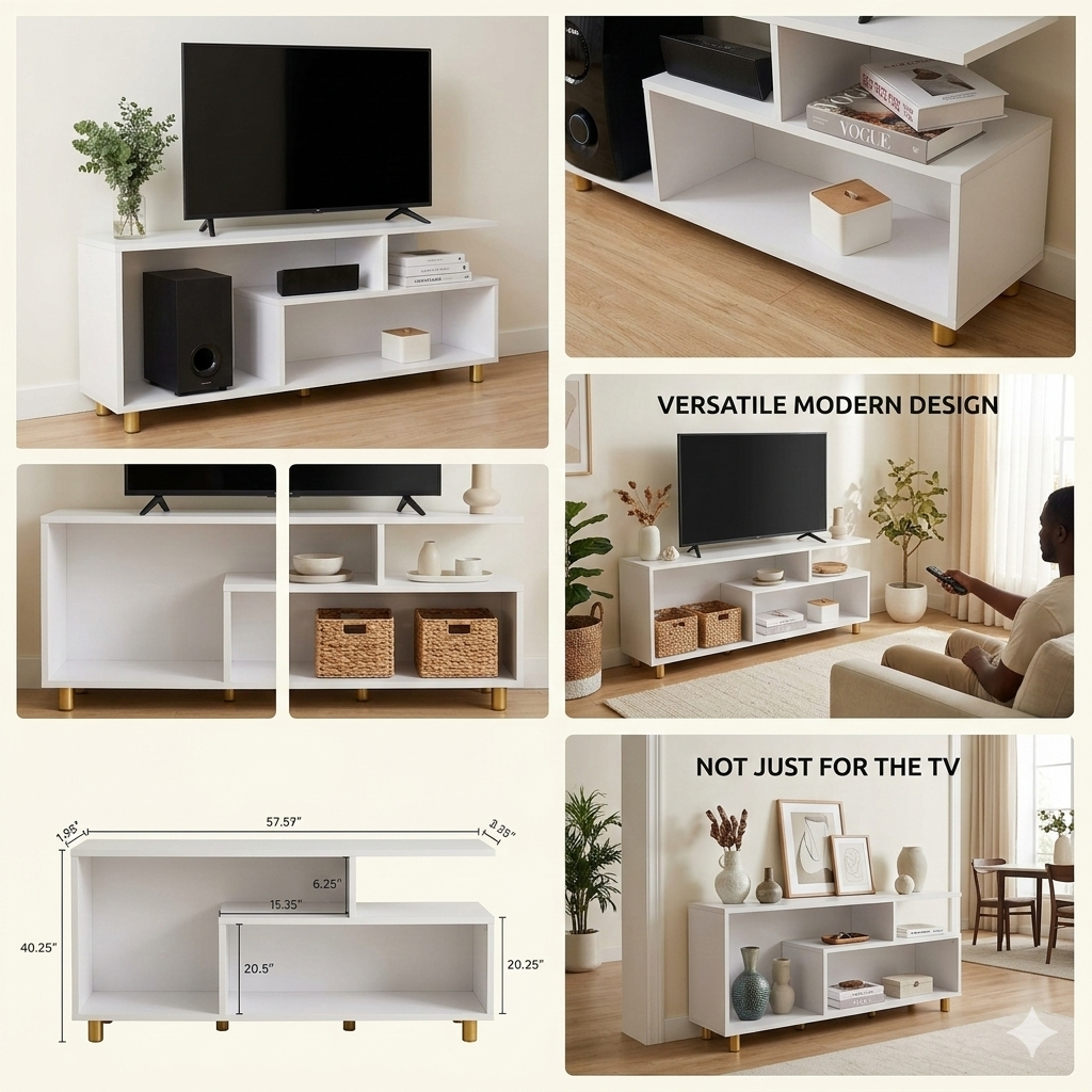 Mexico Wooden TV Stand for TVs up to 55 inches – Stylish, durable wooden entertainment unit with spacious shelves for décor, media devices, and storage. Perfect modern TV cabinet for living rooms .