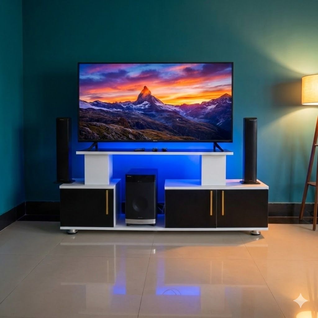 Istanbul 2 Modern TV Stand with LED Lights – Stylish TV cabinet with built-in LED lighting, sleek modern design, and spacious storage shelves. Perfect for TVs up to 55 inches, adding elegance.