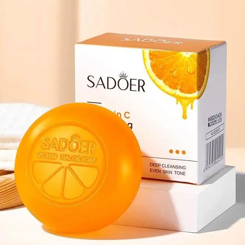SADOER Vitamin C Soap, Vitamin C Black Spots Whitening Soap, Removes Dirt, Whiten Black Spots, Fade Dark Marks, Brighten Skin