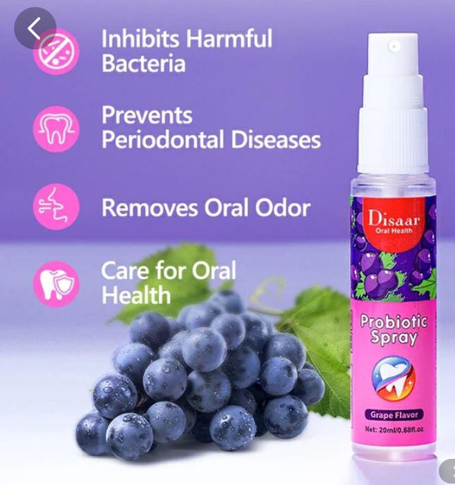 Probiotic 2pcs Grape Flavour Breath Spray for Fresh Breath and Odor 20ml