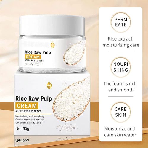 BIOAQUA Rice Raw Pulp Cream For Face, Improves Moisture Skin Barrier, Nourishes Deeply, Facial Moisturizing, Nourishing And Hydrating With Rice Extract For Women 50g