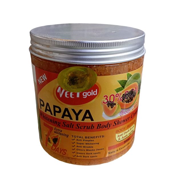 VEET GOLD PAPAYA Salt Scrub Body Shower Cream. Exfoliates, Moisturizes, Smooths, Anti-Aging, Removes Pimples, Wrinkles, Black zones, Dark Spots, Prevents & reduces appearances of Pigmentations