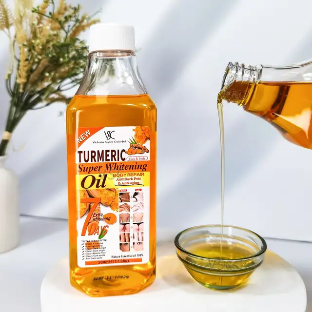 Turmeric Super Whitening Body Repair Oil, Body Parts, and Bikini Area Dark Spot Clearing & Anti-Aging 100% Natural Essential Oil - 500ml