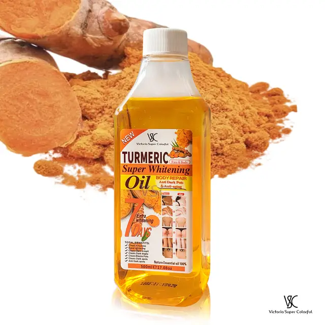 Turmeric Super Whitening Body Repair Oil, Body Parts, and Bikini Area Dark Spot Clearing & Anti-Aging 100% Natural Essential Oil - 500ml