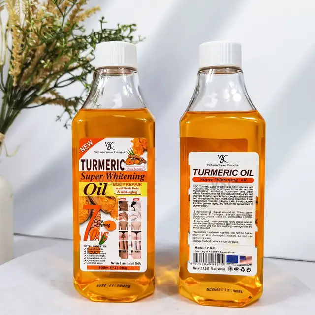 Turmeric Super Whitening Body Repair Oil, Body Parts, and Bikini Area Dark Spot Clearing & Anti-Aging 100% Natural Essential Oil - 500ml