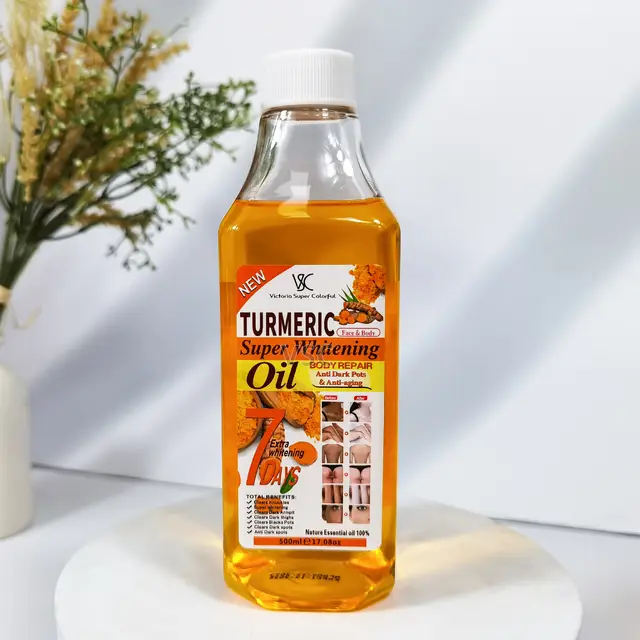 Turmeric Super Whitening Body Repair Oil, Body Parts, and Bikini Area Dark Spot Clearing & Anti-Aging 100% Natural Essential Oil - 500ml