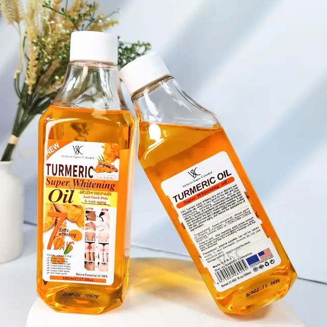 Turmeric Super Whitening Body Repair Oil, Body Parts, and Bikini Area Dark Spot Clearing & Anti-Aging 100% Natural Essential Oil - 500ml