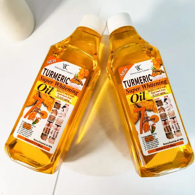 Turmeric Super Whitening Body Repair Oil, Body Parts, and Bikini Area Dark Spot Clearing & Anti-Aging 100% Natural Essential Oil - 500ml