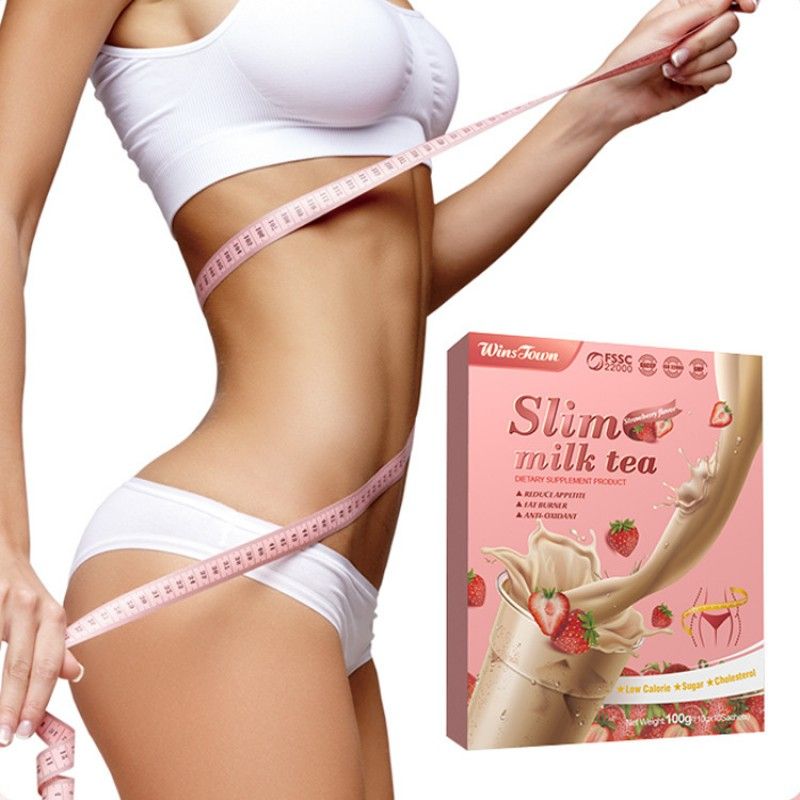 Weight Loss Slimming Herb Milk Tea,Strawberry Flavor 100g (10g × 10 satchets)