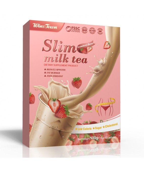 Weight Loss Slimming Herb Milk Tea,Strawberry Flavor 100g (10g × 10 satchets)