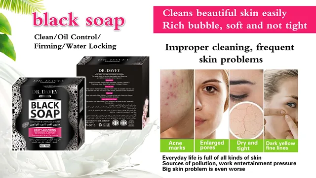 Dr Davey Black Soap, Charcoal & Collagen Soap - 100g