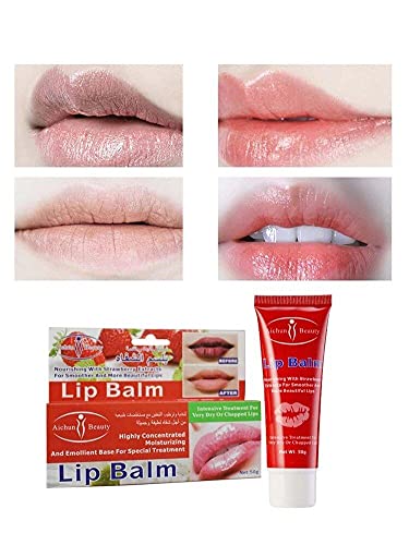 Aichun Beauty lip balm moisturizing and soothing highly concentrated lips with strawberry - 50 gm