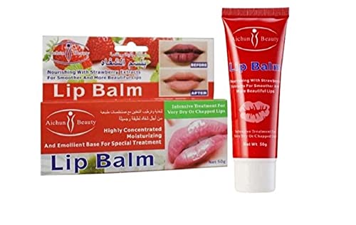 Aichun Beauty lip balm moisturizing and soothing highly concentrated lips with strawberry - 50 gm