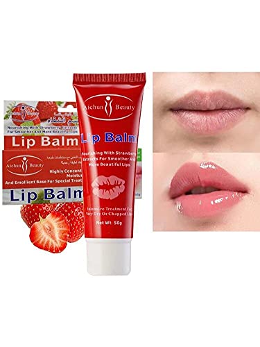 Aichun Beauty lip balm moisturizing and soothing highly concentrated lips with strawberry - 50 gm