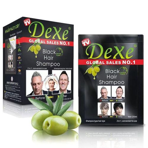 Dexe ORIGINAL Natural Instant Black Hair Dye Shampoo For Gray Hair For Men & Women-Black Color