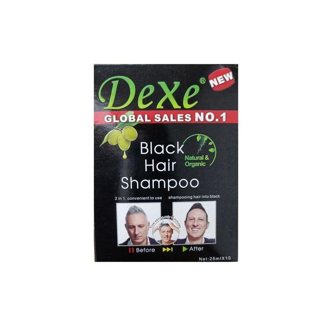 Dexe ORIGINAL Natural Instant Black Hair Dye Shampoo For Gray Hair For Men & Women-Black Color
