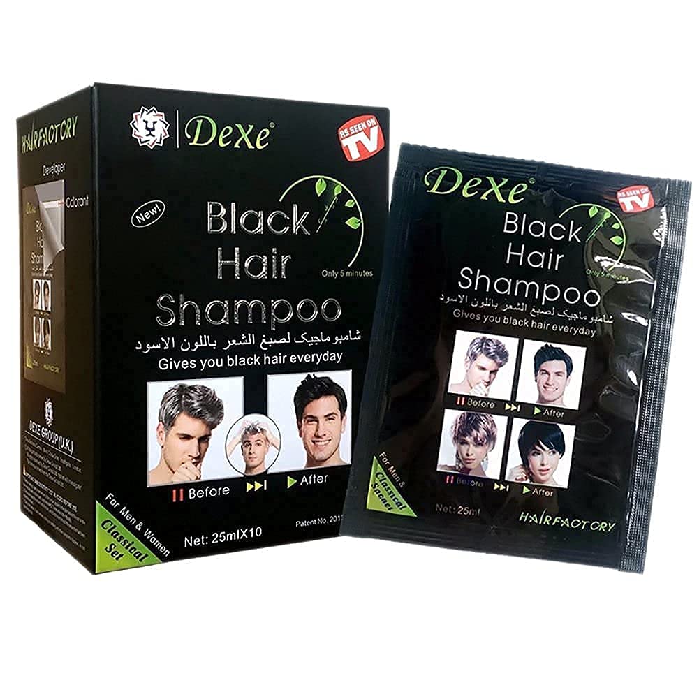 10 PCS Dexe Black Hair Shampoo Instant Hair Dye for Men Women Black Color