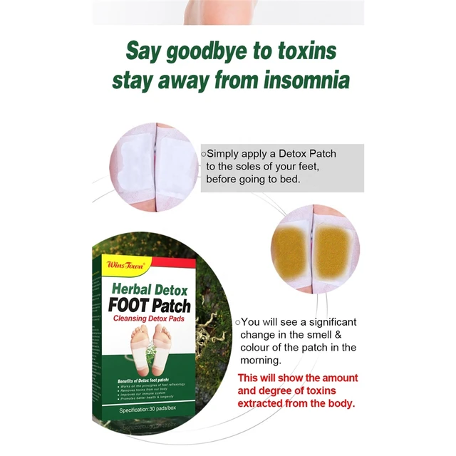 Wins Town Herbal Detox Foot Patch (30 patches per pack) | Cleansing Detox Pads