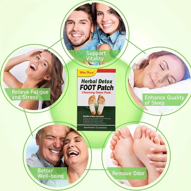 Wins Town Herbal Detox Foot Patch (30 patches per pack) | Cleansing Detox Pads