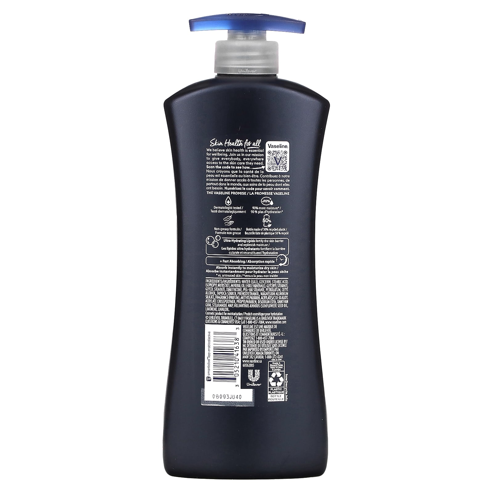 Vaseline Men Fast Absorbing 3-in-1 Face, Hands & Body Lotion for Men 600 ml