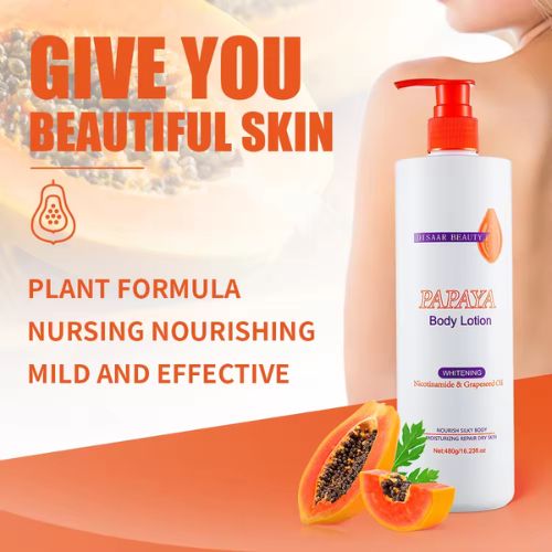 Disaar Organic Papaya Whitening Cream Body Lotion Moisturizing Nourishing Lightening Body Lotion Cream For Black Skin ( 480g)