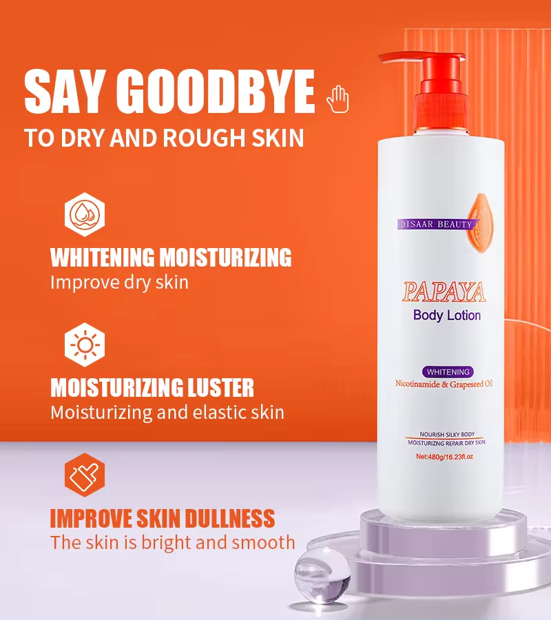 Disaar Organic Papaya Whitening Cream Body Lotion Moisturizing Nourishing Lightening Body Lotion Cream For Black Skin ( 480g)