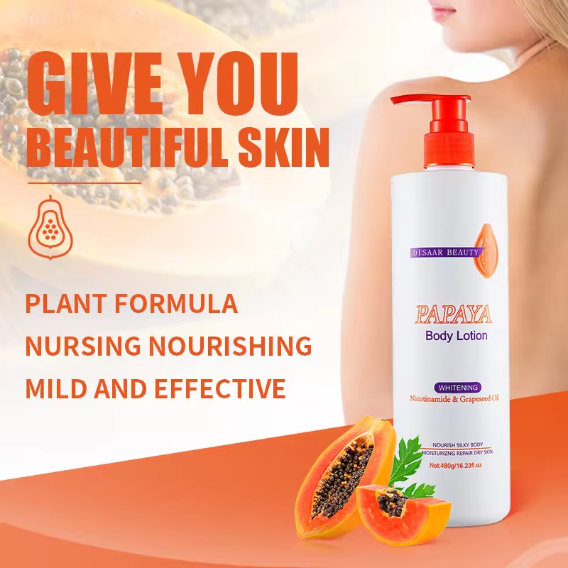 Disaar Organic Papaya Whitening Cream Body Lotion Moisturizing Nourishing Lightening Body Lotion Cream For Black Skin ( 480g)