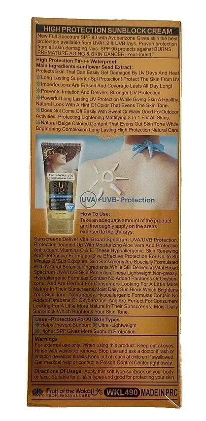 Fruit Of The Wokali Profess Care Sun Cream High Protection SPF/UVB90 130 ml