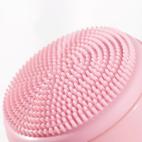 Double Side Silicone Face Wash Scrub Brush with Soft Bristles for Massaging Skin Care Makeup Removal - Pink