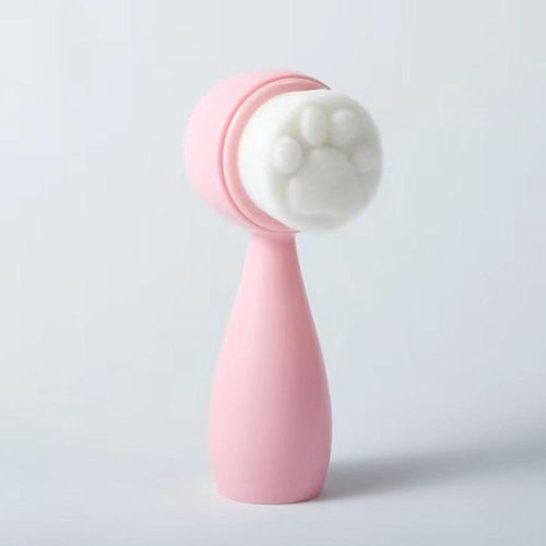 Double Side Silicone Face Wash Scrub Brush with Soft Bristles for Massaging Skin Care Makeup Removal - Pink