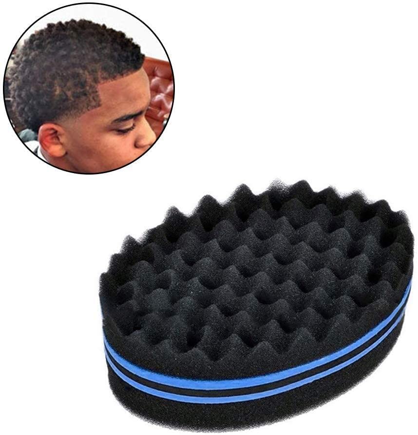Curl Twist Hair Sponge Big Holes Double-Sided Comb Wave Brush Dreads Locking Afro Curling Coil Care Tool Bonus Hair blue