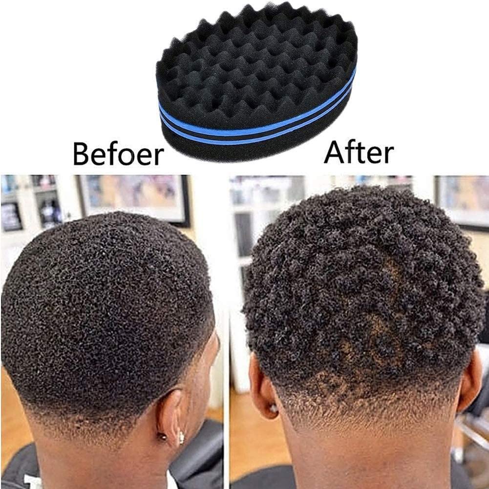 Curl Twist Hair Sponge Big Holes Double-Sided Comb Wave Brush Dreads Locking Afro Curling Coil Care Tool Bonus Hair blue