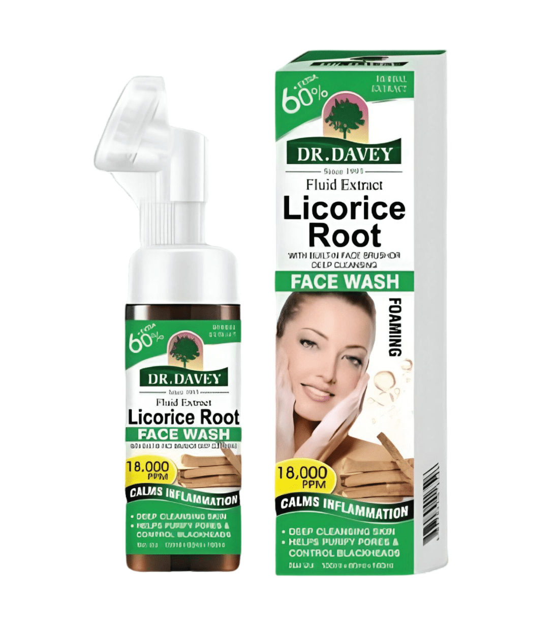 Dr Davey Fluid Extract Licorice Root Face Wash Extra Brightening Calms Inflammation Moisturising Clear Dark Spots Glow Oil Control 100 ml