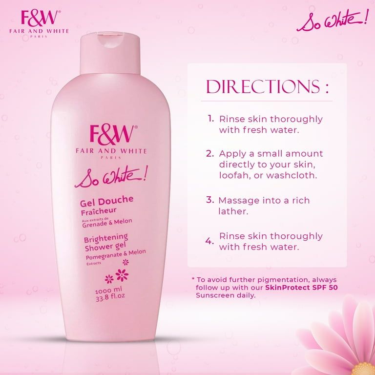 Fair And White So White Brightening Body Shower Gel  - Suitable for All Ages and Skin Types 1000 ml