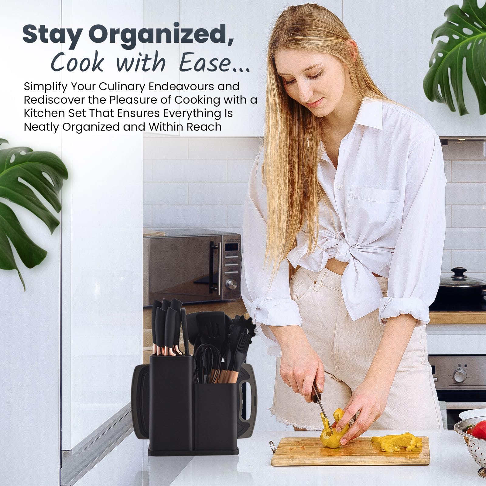 19 PCs Black Silicone Cooking Utensils, Non-stick Kitchen Utensil Set, Wooden Handle Non Toxic BPA Free