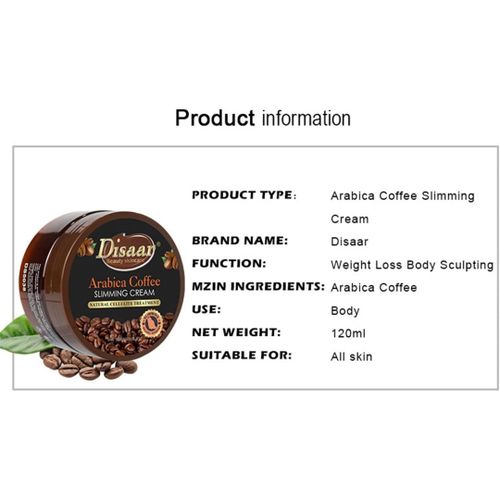 DISAAR Beauty Arabica Coffee Slimming Cream Cellulite Treatment Weight Loss Burner 120ml