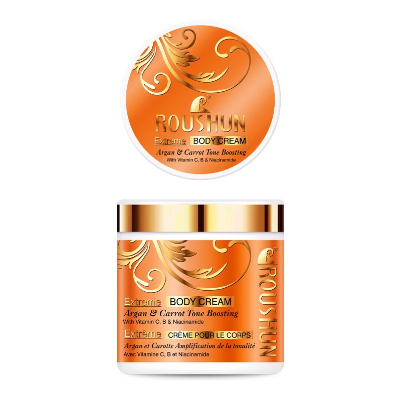 Roushun ARGAN & CARROT Extreme Body Cream. With NIACINAMIDE & VITAMIN C. Boost Skin Tone, Removes Wrinkles