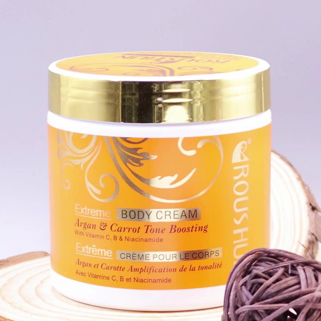 Roushun ARGAN & CARROT Extreme Body Cream. With NIACINAMIDE & VITAMIN C. Boost Skin Tone, Removes Wrinkles