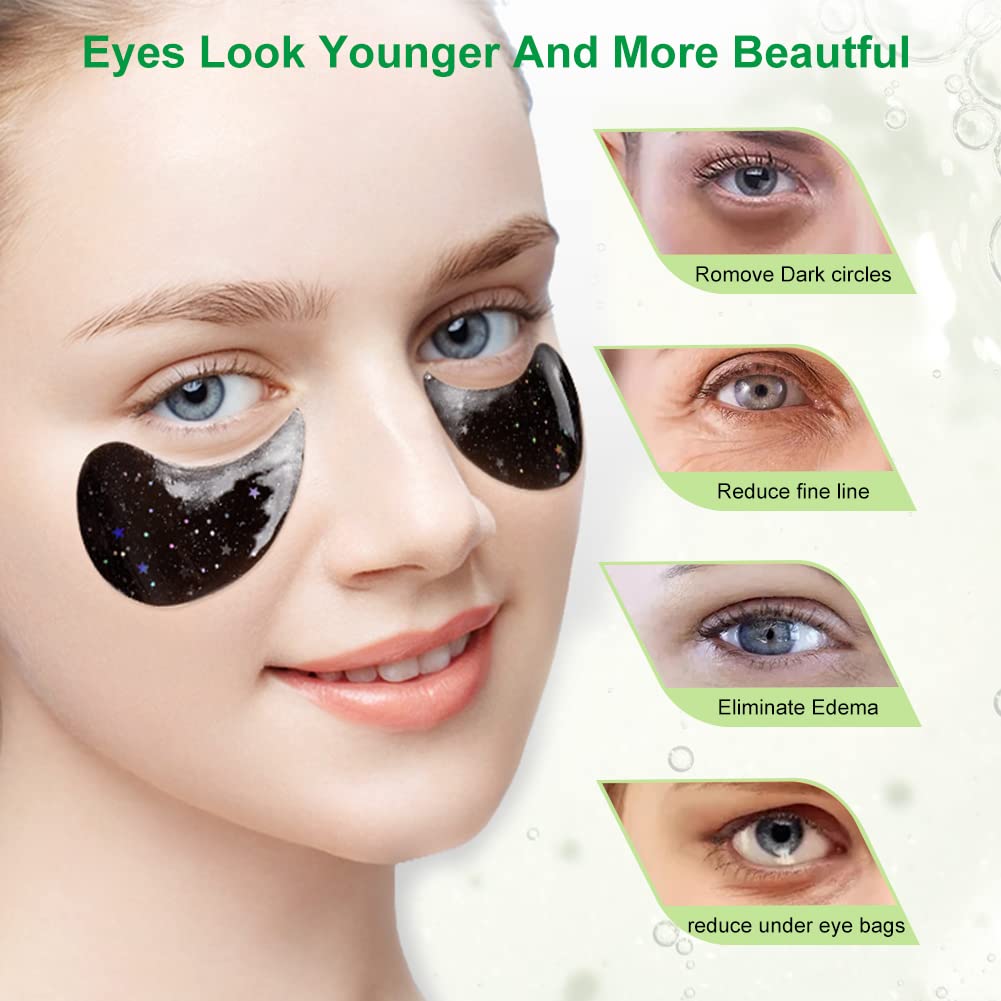 Sadoer 60Pcs Eye Masks Moisturizing Gel Bamboo charcoal Eye Patches for Puffiness Eye Masks Eye Bags Treatment for Women and Man Eye Patch Gel Anti Wrinkle Under Eye Gel Anti Age Eyes Care Masks