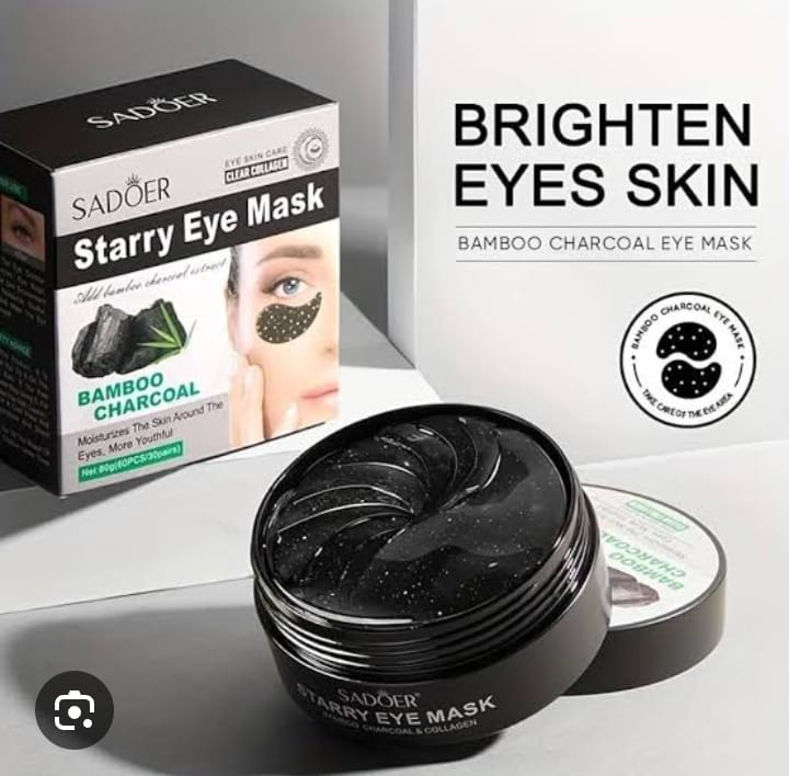 Sadoer 60Pcs Eye Masks Moisturizing Gel Bamboo charcoal Eye Patches for Puffiness Eye Masks Eye Bags Treatment for Women and Man Eye Patch Gel Anti Wrinkle Under Eye Gel Anti Age Eyes Care Masks