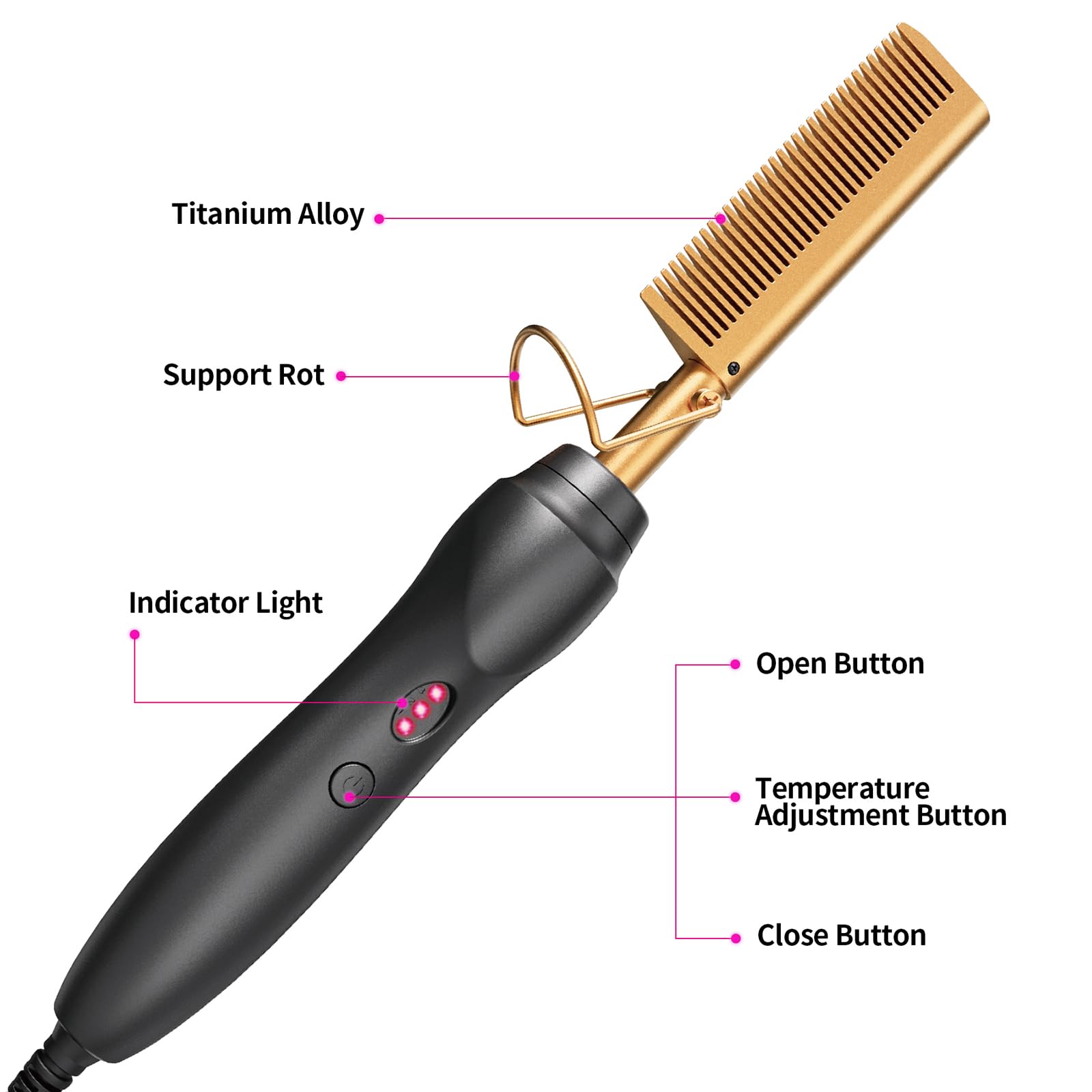 Hot Comb Hair Straightener Heat Pressing Combs Ceramic Electric Hair Straightening Comb, Curling Iron for Natural Black Hair Beard Wigs Holiday Gift