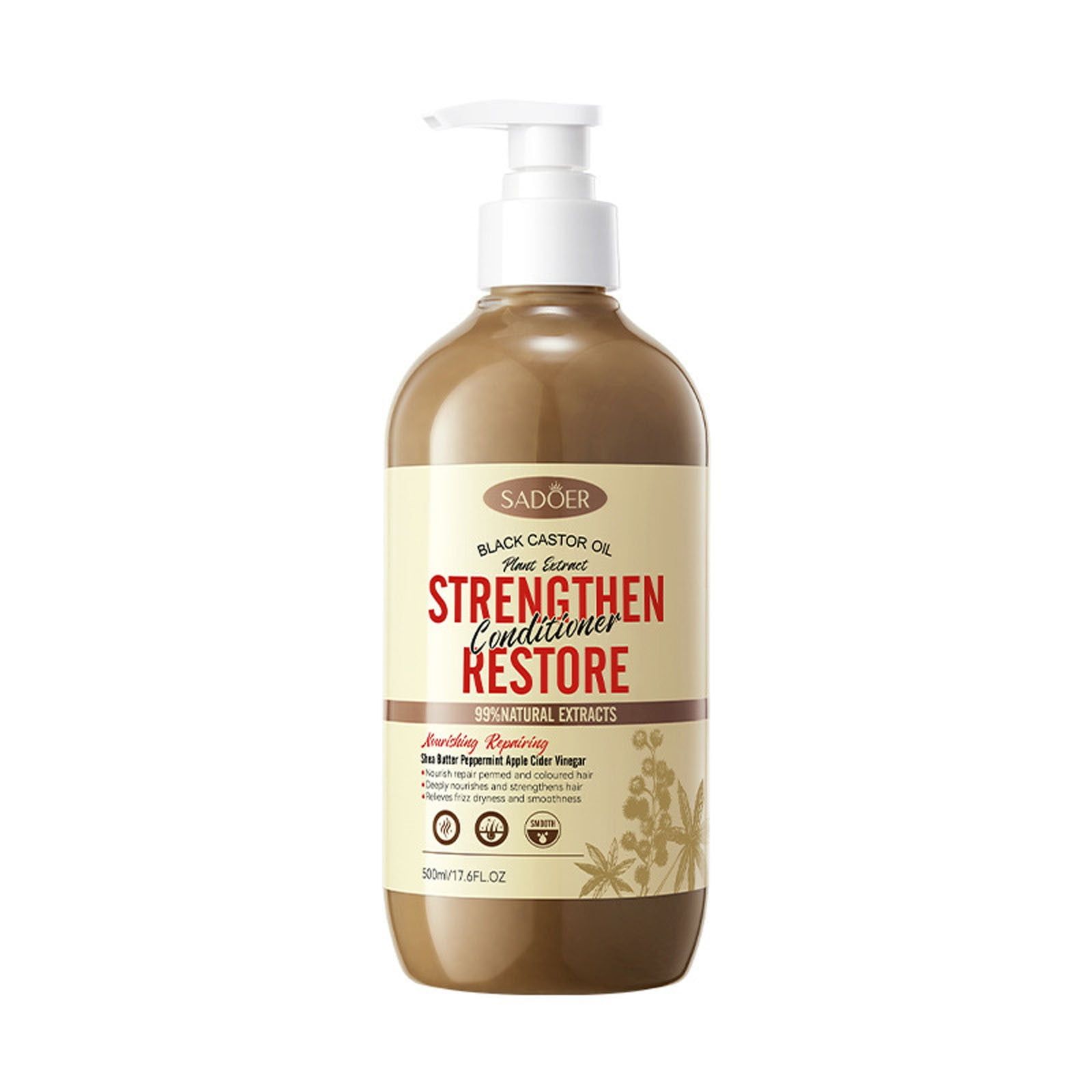 Sadoer Black Castor Oil Nourishing Repairing Conditioner Improves Frizz Conditioner Multi-active Nutriton for Damaged Hair 500 ml