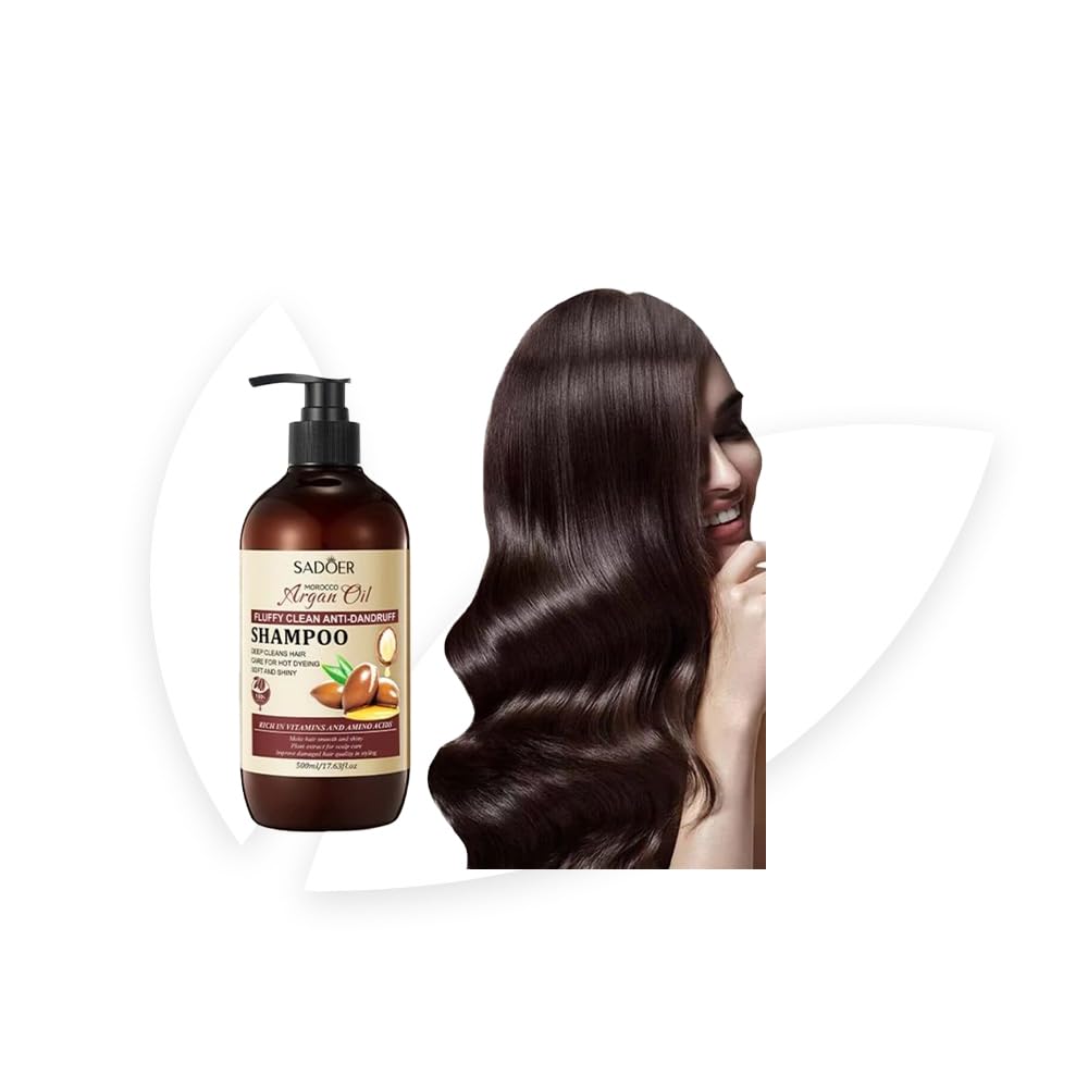 Sadoer Argan Oil Shampoo, Argan Oil Haircare Against Dandruff Itchy and Dry Scalp, Sulfate Free Shampoo,Moisturising Shampoo,Dandruff Shampoo Helps Reduce Hair Loss,Strong Hair,Softness and Shine