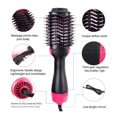 4IN1 Hot Air Brush One-Step Hair Dryer Styler and Dryer Blow Dryer Brush Professional Heating Comb 1000W Straightener Hair Comb