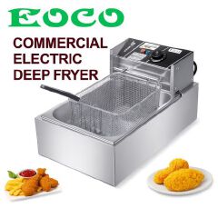 EOCO 6L Single Commercial Electric Deep Fryer Stainless Steel Cookware Silver