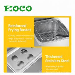 EOCO 6L Single Commercial Electric Deep Fryer Stainless Steel Cookware Silver