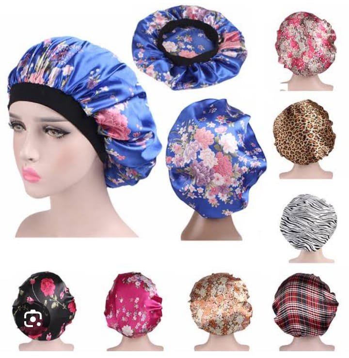 Hair Satin Bonnet For Sleeping Shower Cap Silk Bonnet Bonnet Femme Women Night Sleep Cap Head Cover Wide Elastic Band